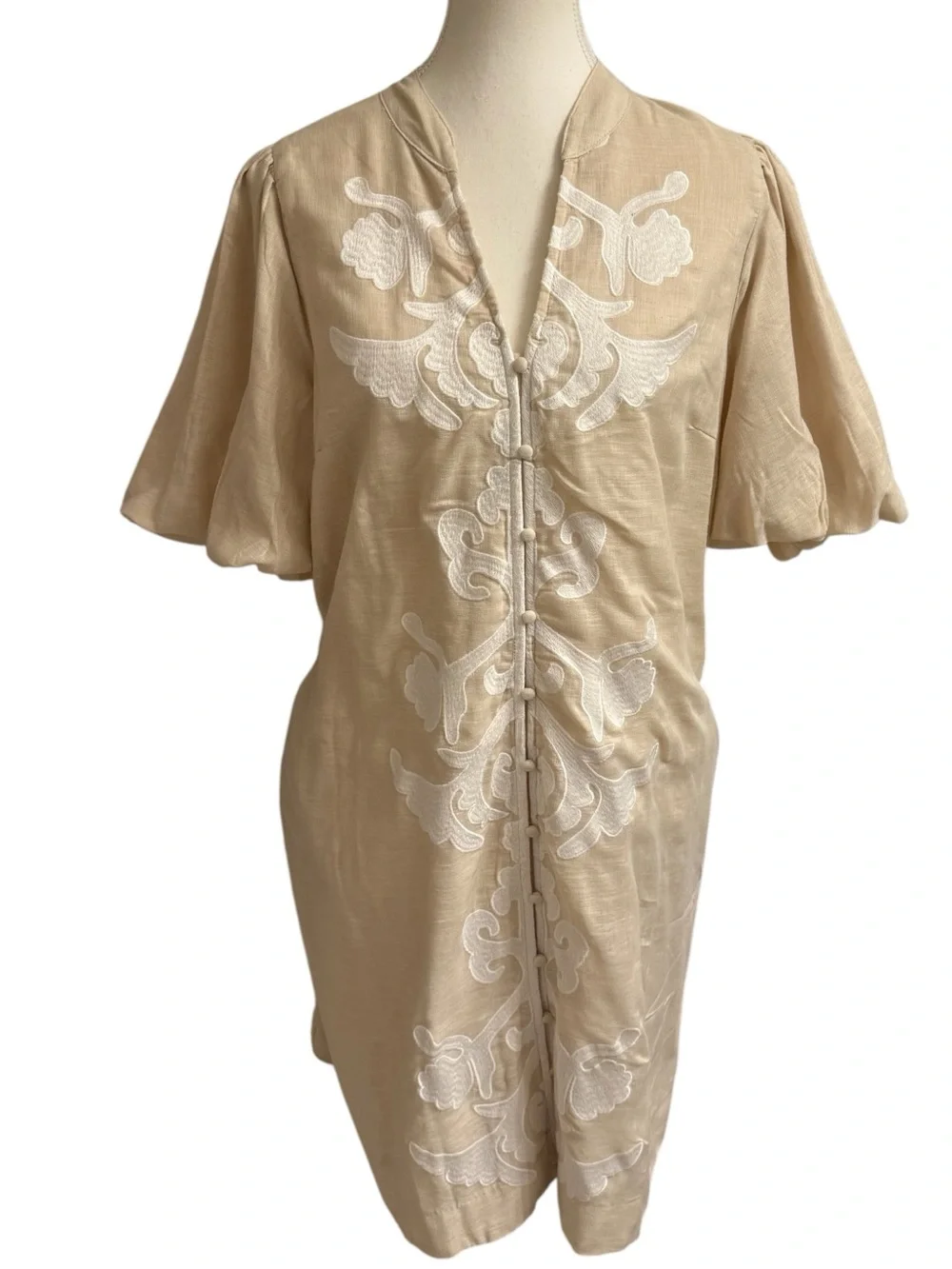 Crown & Ivy XL Embroidered Tunic Dress Coastal Boho Resort Mediterranean - Picture 2 of 10